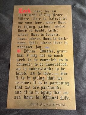Gold Prayer Wall Plaque - Inspirational Home Wall Decor Metal